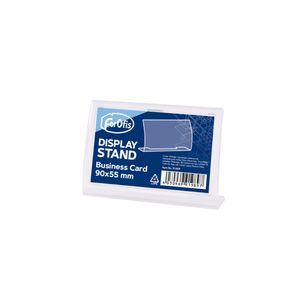 L-shaped Curved Card Stand (plastic) for paper size 90x55mm Clear