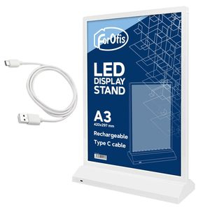 LED Display Stand A3, Rechargeable, White FOROFIS